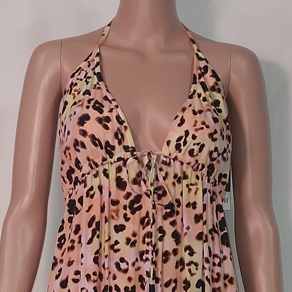 Bar III Maxi Dress‎ Animal Print Sleeveless Swim Cover Up, Size Med, 58" Long